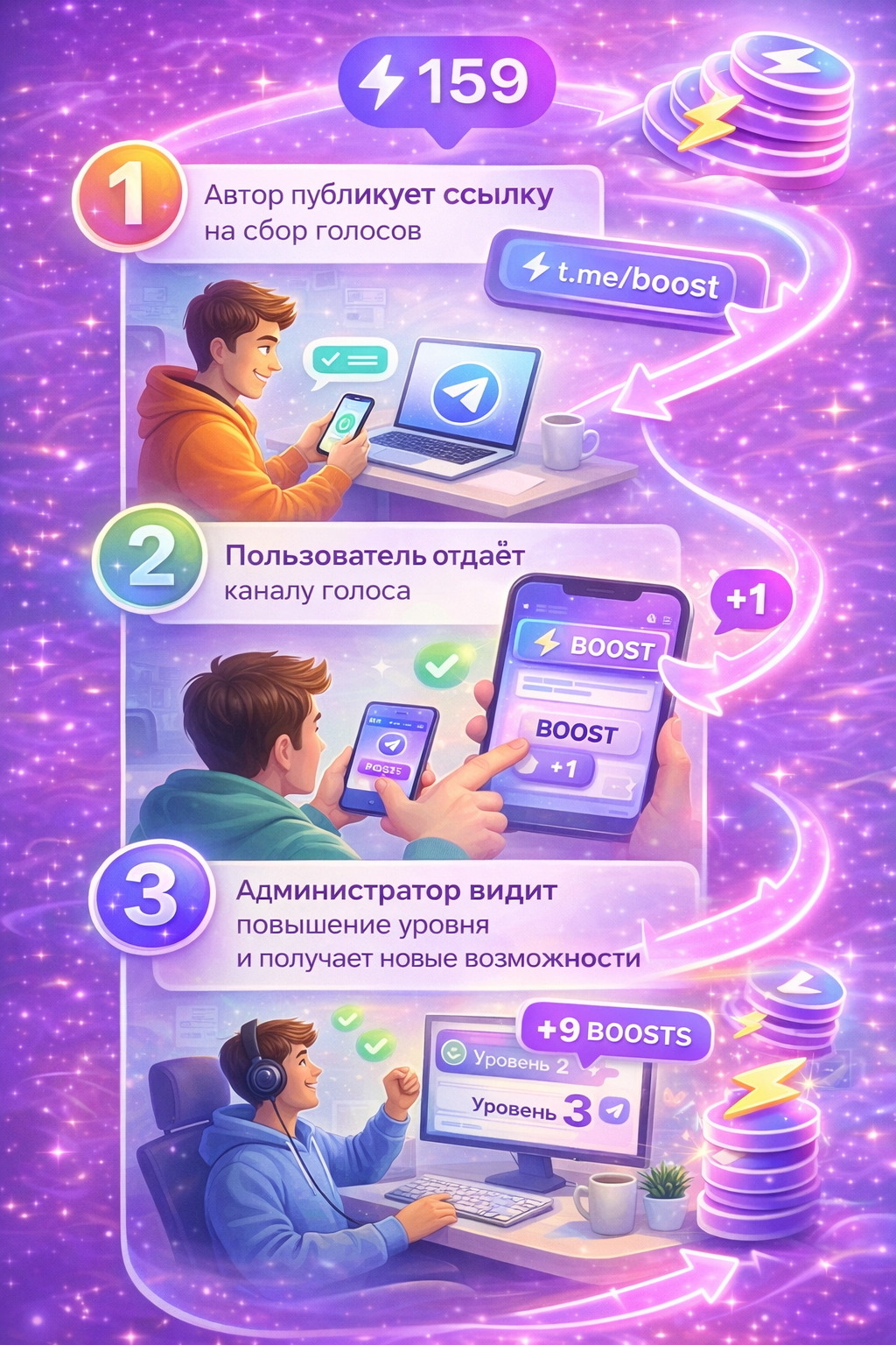 что делают бусты в тг чате